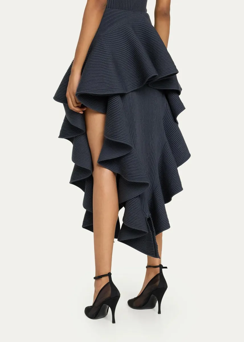 ALAÏA Ruffle Pointed Sculpted Midi Skirt | Thumbnail 3 ALAÏA Ruffle Pointed Sculpted Midi Skirt | Thumbnail 3