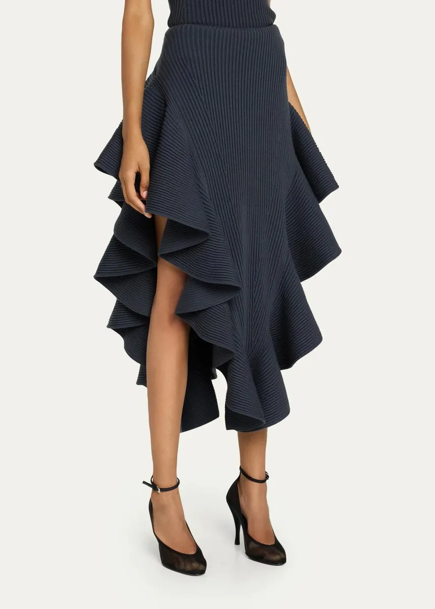ALAÏA Ruffle Pointed Sculpted Midi Skirt | Thumbnail 4 ALAÏA Ruffle Pointed Sculpted Midi Skirt | Thumbnail 4
