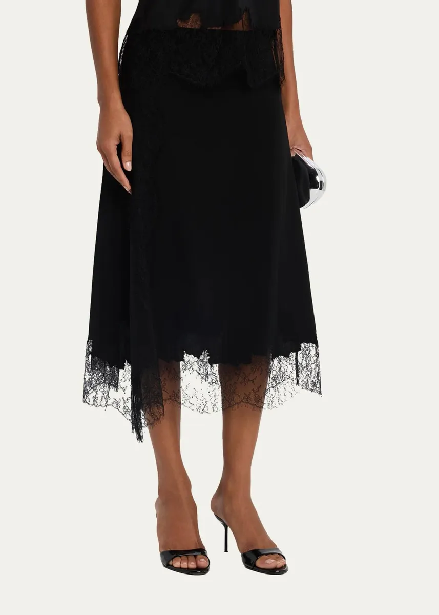 Lafayette 148 New York Lace-Trim Finesse Crepe Midi Skirt | Thumbnail 4 Lafayette 148 New York Lace-Trim Finesse Crepe Midi Skirt | Thumbnail 4