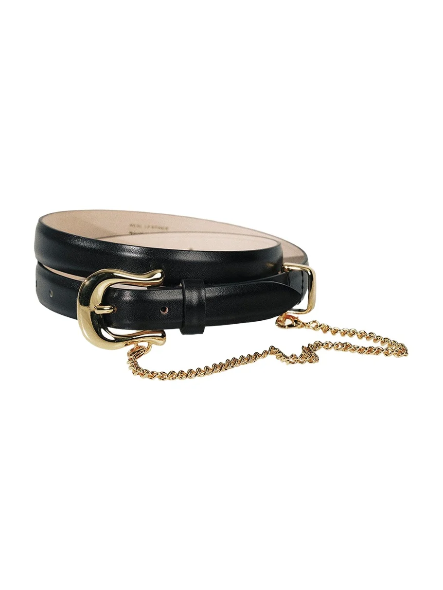 Luzia Chain-Embellished Leather Belt