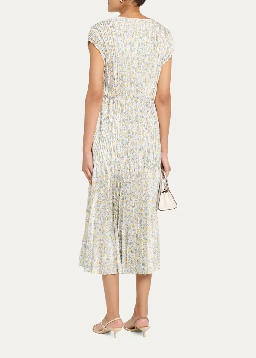Vince Citrine Bloom Pleated Satin Dress | Thumbnail 3 Vince Citrine Bloom Pleated Satin Dress | Thumbnail 3