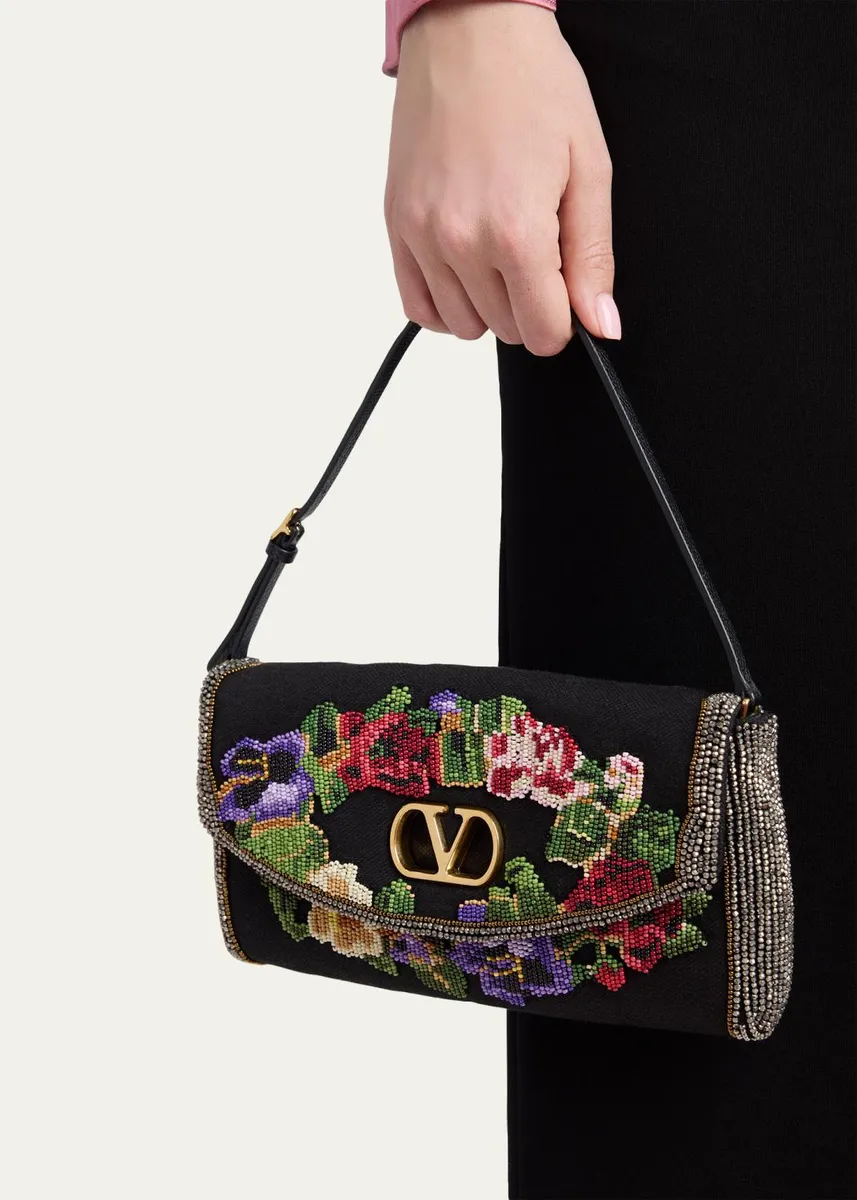 Valentino Garavani Floral Beaded Shoulder Bag | Thumbnail 2 Valentino Garavani Floral Beaded Shoulder Bag | Thumbnail 2