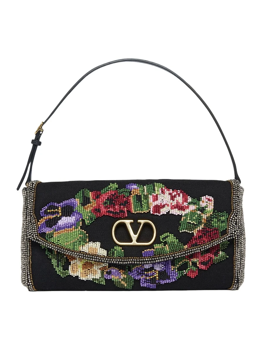 Floral Beaded Shoulder Bag Floral Beaded Shoulder Bag