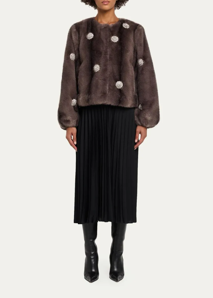 Cinq à Sept Benson Rhinestone Dahlia Faux Fur Coat | Thumbnail 2 Cinq à Sept Benson Rhinestone Dahlia Faux Fur Coat | Thumbnail 2