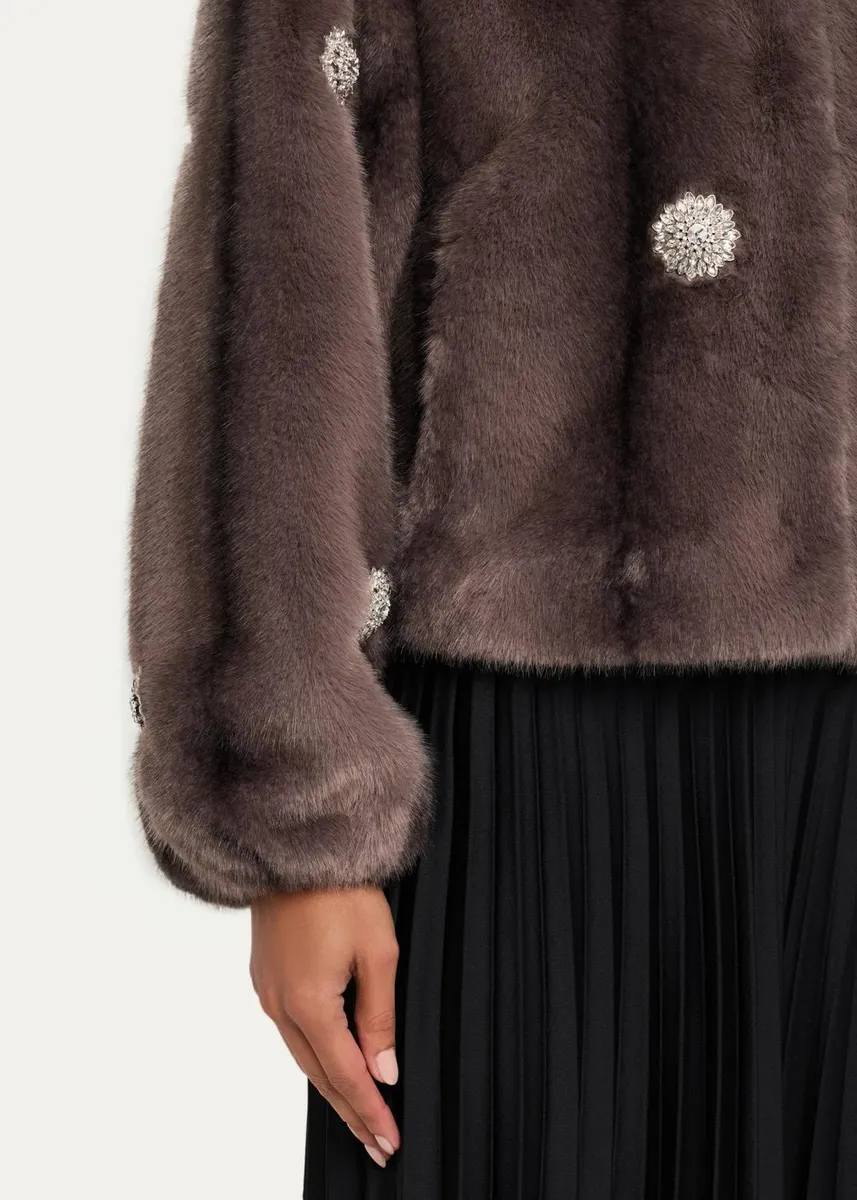 Cinq à Sept Benson Rhinestone Dahlia Faux Fur Coat | Thumbnail 5 Cinq à Sept Benson Rhinestone Dahlia Faux Fur Coat | Thumbnail 5