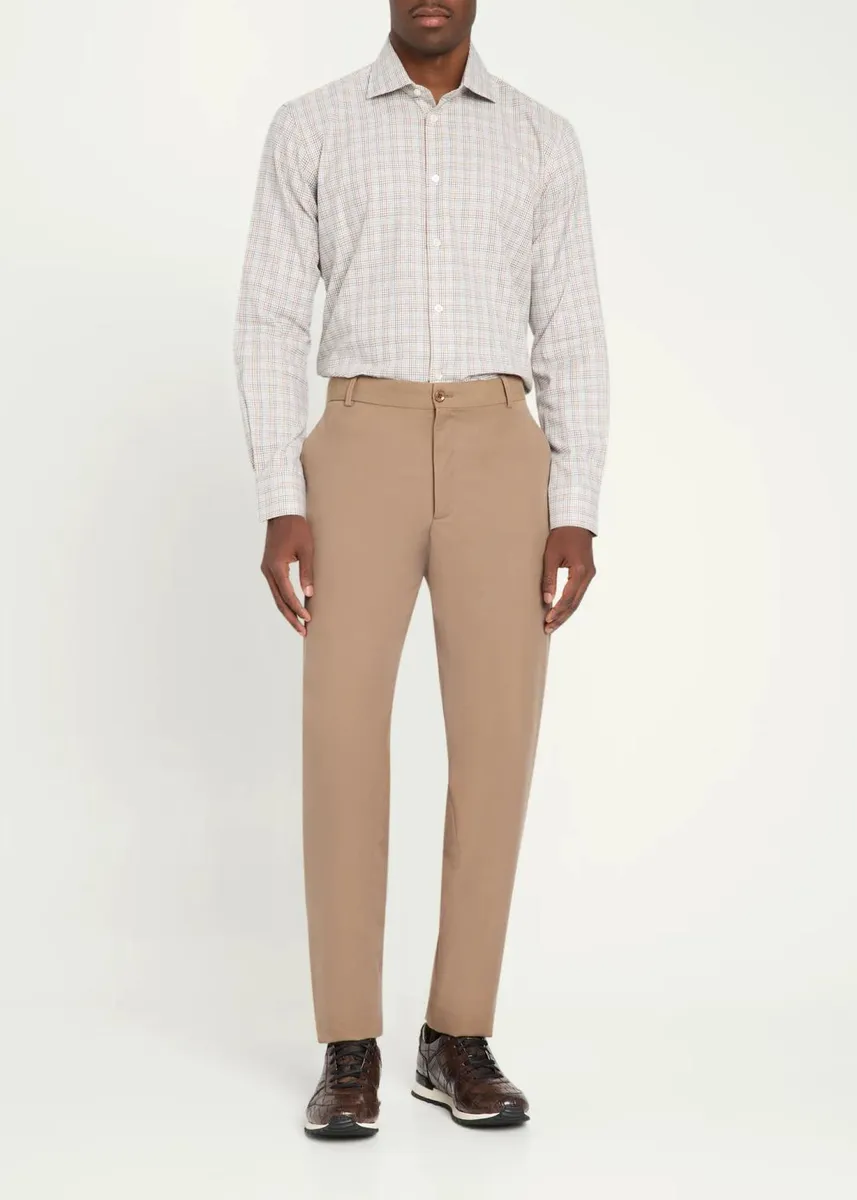 Baldassari Men's Santini Micro-Check Cotton Shirt | Thumbnail 2