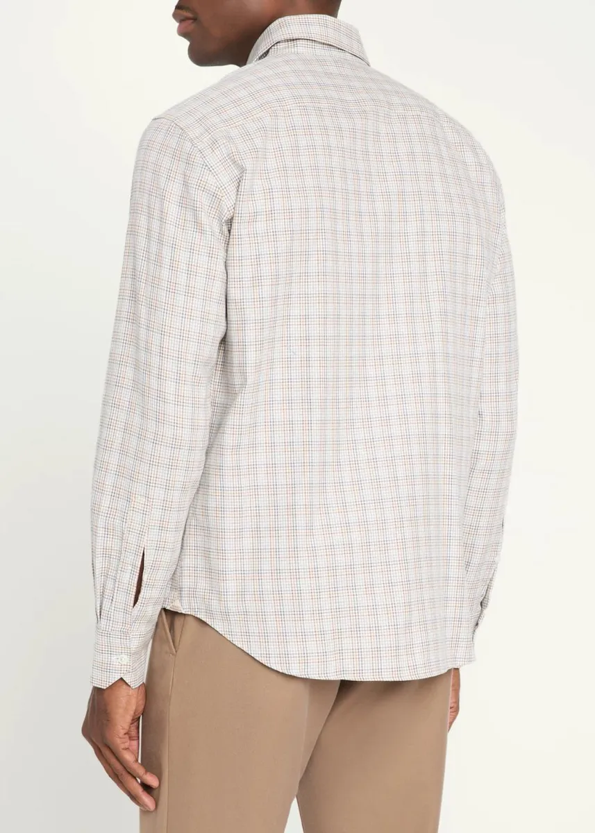 Baldassari Men's Santini Micro-Check Cotton Shirt | Thumbnail 3