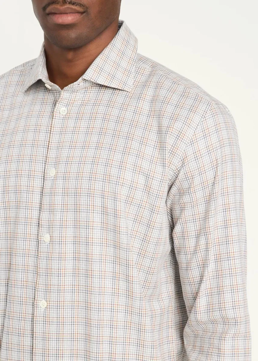 Baldassari Men's Santini Micro-Check Cotton Shirt | Thumbnail 5
