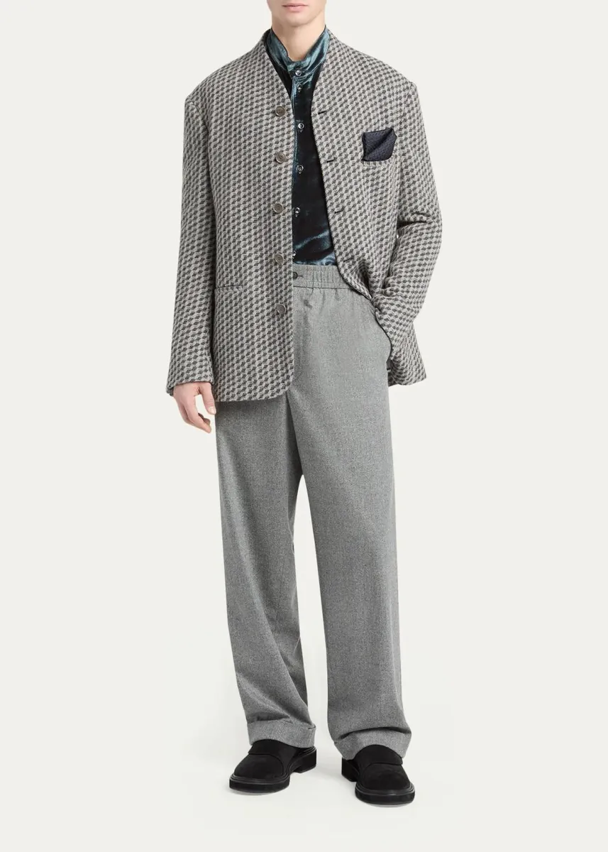 Giorgio Armani Men's Geometric Wool and Cashmere Jacquard Blazer | Thumbnail 2 Giorgio Armani Men's Geometric Wool and Cashmere Jacquard Blazer | Thumbnail 2