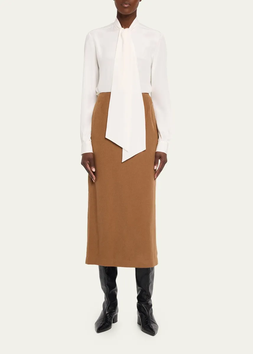 Lafayette 148 New York Tie-Neck Silk Georgette Blouse | Thumbnail 2