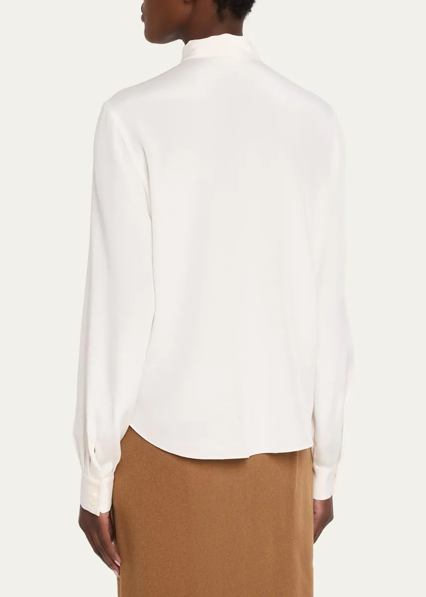 Lafayette 148 New York Tie-Neck Silk Georgette Blouse | Thumbnail 3