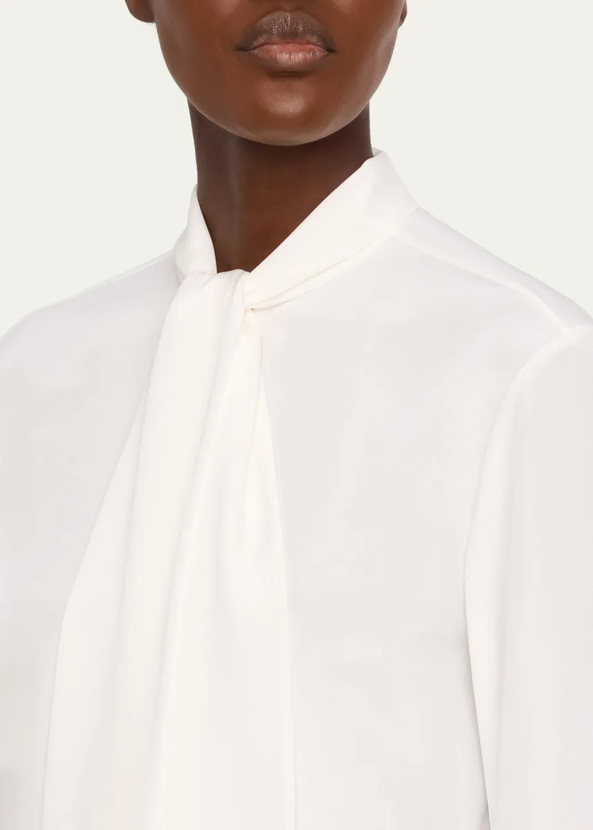 Lafayette 148 New York Tie-Neck Silk Georgette Blouse | Thumbnail 5