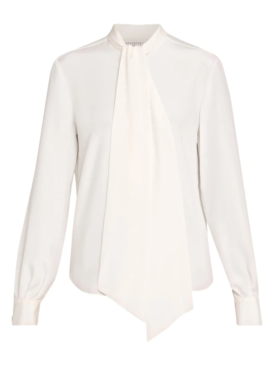Lafayette 148 New York Tie-Neck Silk Georgette Blouse
