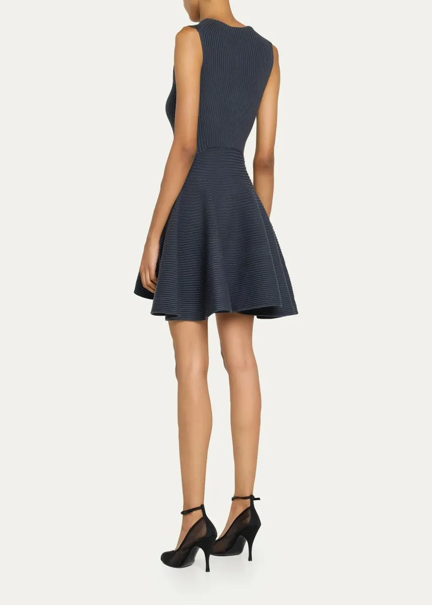 ALAÏA Sleeveless English Rib Mini Skater Dress | Thumbnail 3