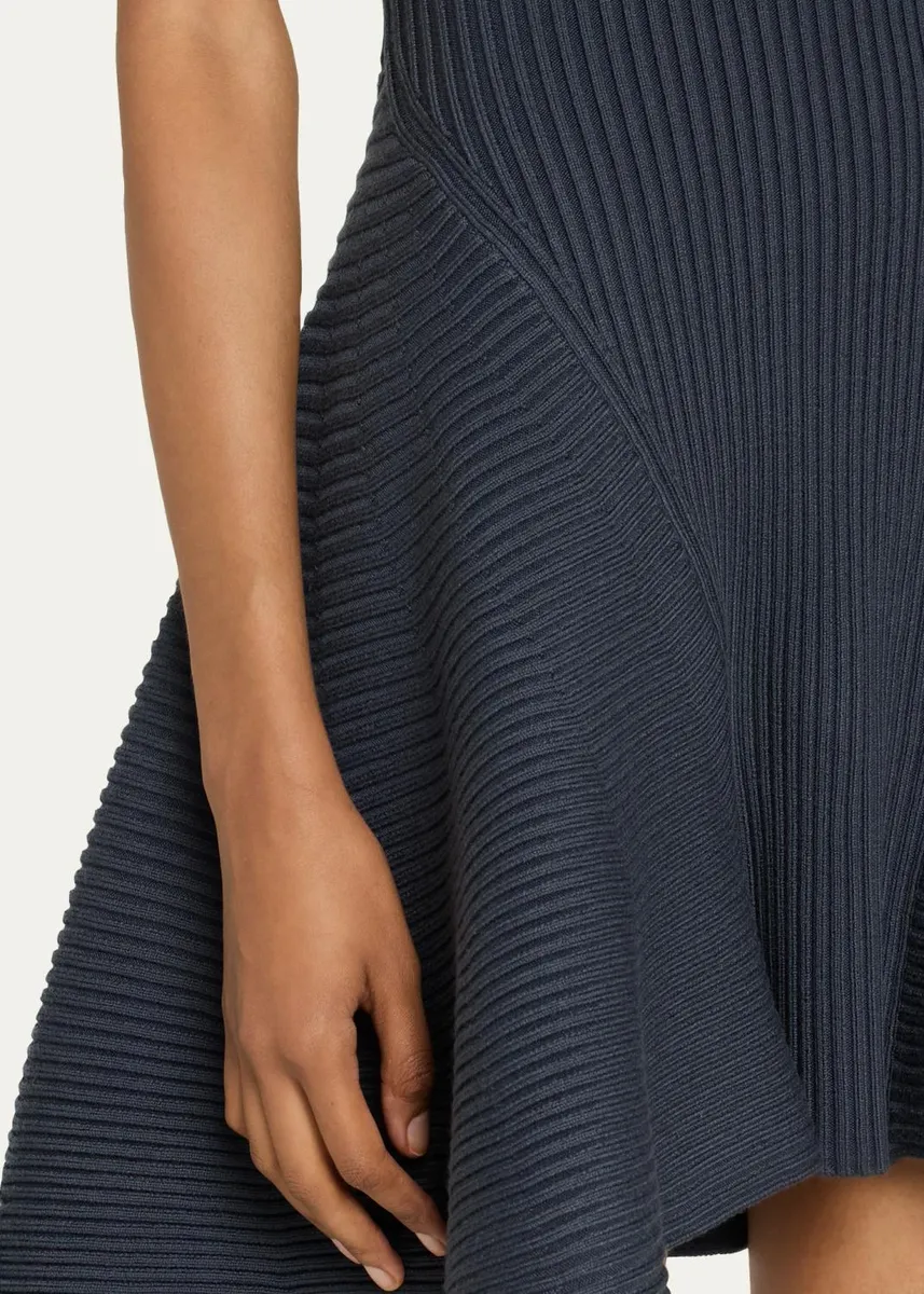 ALAÏA Sleeveless English Rib Mini Skater Dress | Thumbnail 5