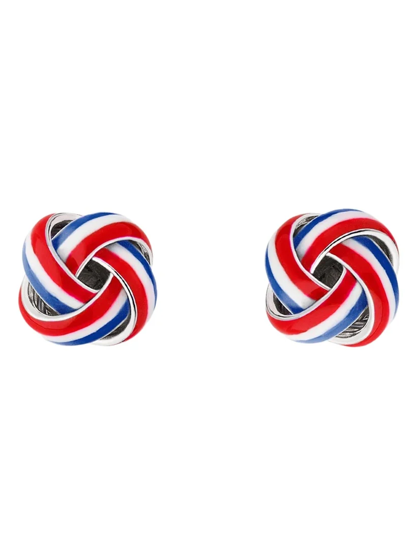 Jan Leslie Men's Sterling Silver Enamel Knot Cufflinks
