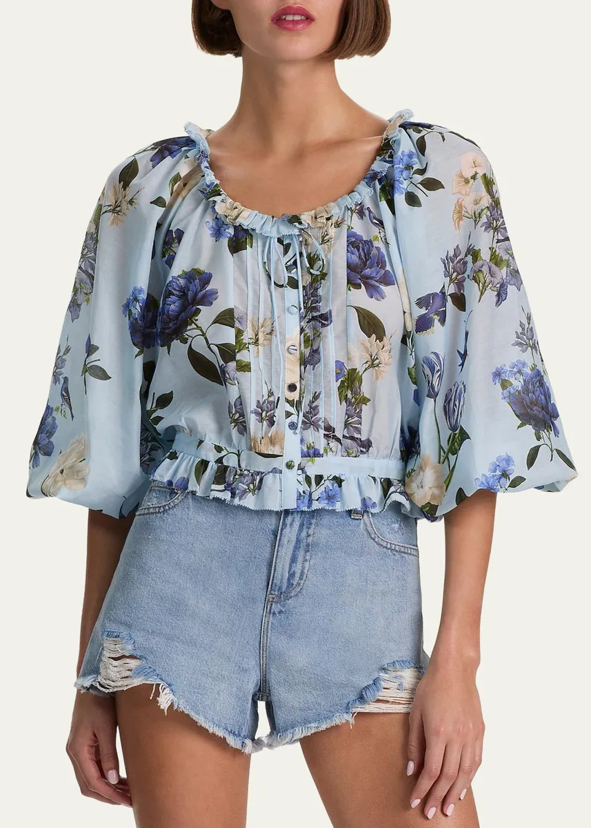 Alice + Olivia McLaine Cropped Button-Front Blouse | Thumbnail 4 Alice + Olivia McLaine Cropped Button-Front Blouse | Thumbnail 4