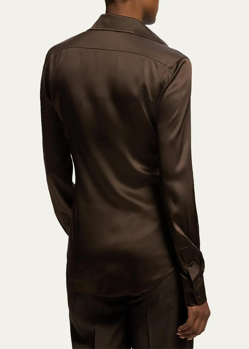 Ralph Lauren Collection Cameron II Straight Fit Charmeuse Shirt | Thumbnail 3 Ralph Lauren Collection Cameron II Straight Fit Charmeuse Shirt | Thumbnail 3