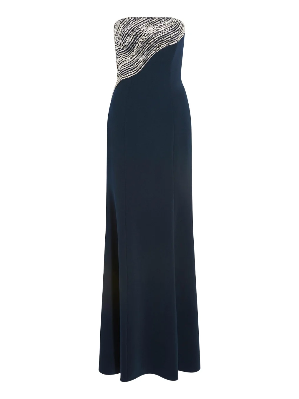 Soyala Wave Beaded Strapless Gown