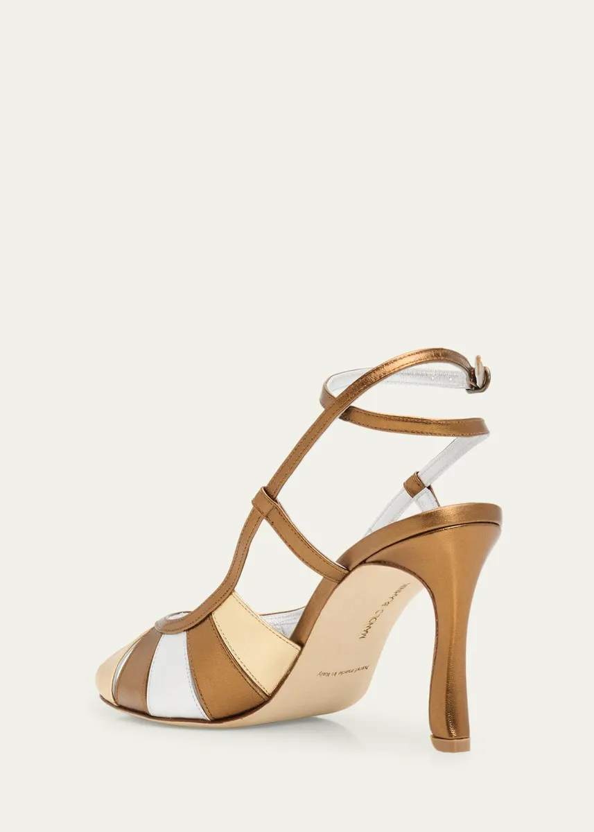 Manolo Blahnik 90mm Coludadhi Metallic Leather Sandals | Thumbnail 2