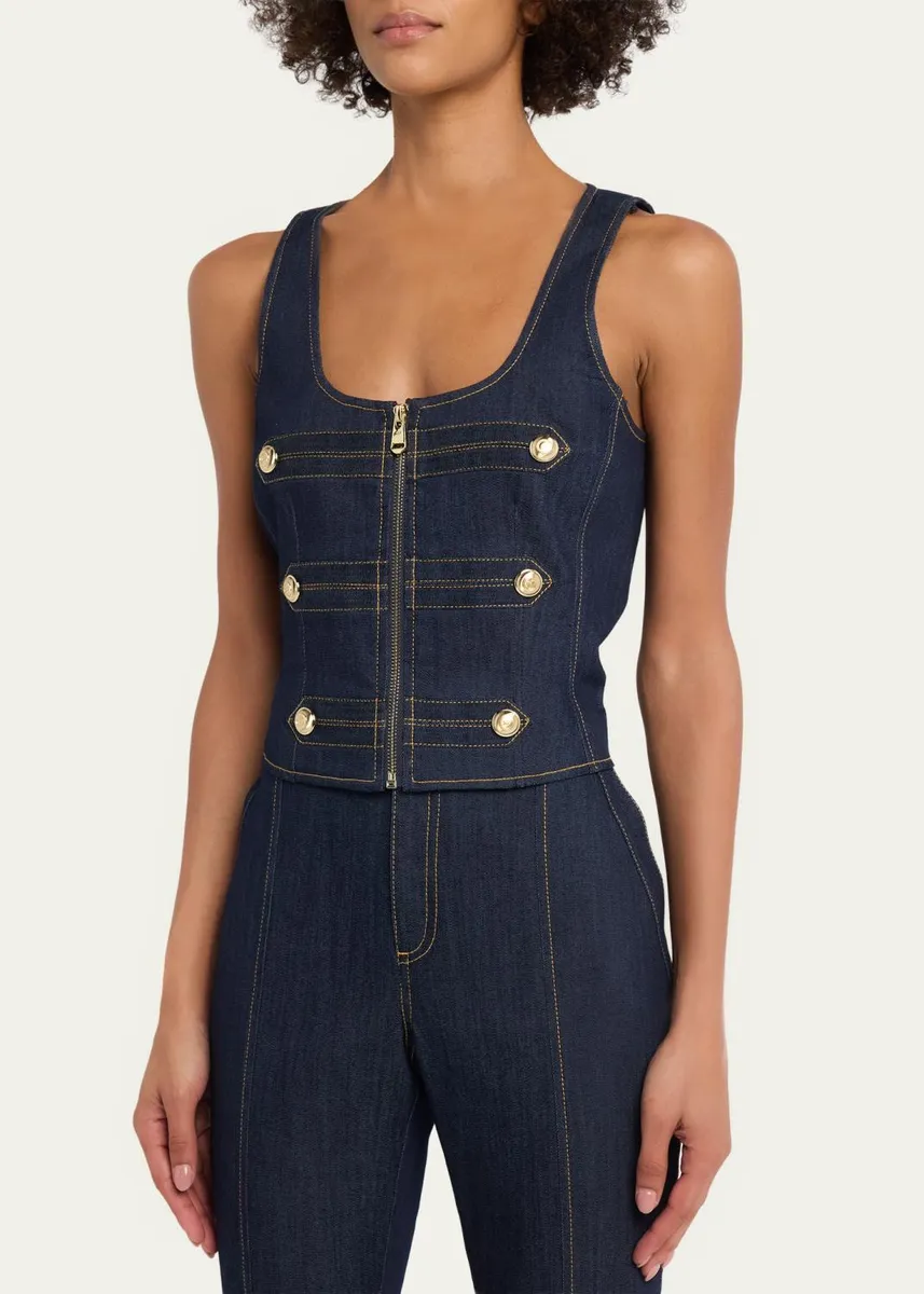 Cinq à Sept Abbot Denim Zip-Front Top | Thumbnail 4 Cinq à Sept Abbot Denim Zip-Front Top | Thumbnail 4