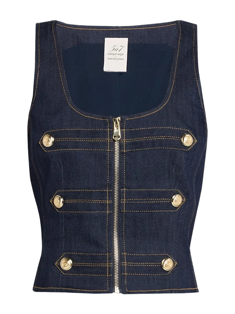 Abbot Denim Zip-Front Top
