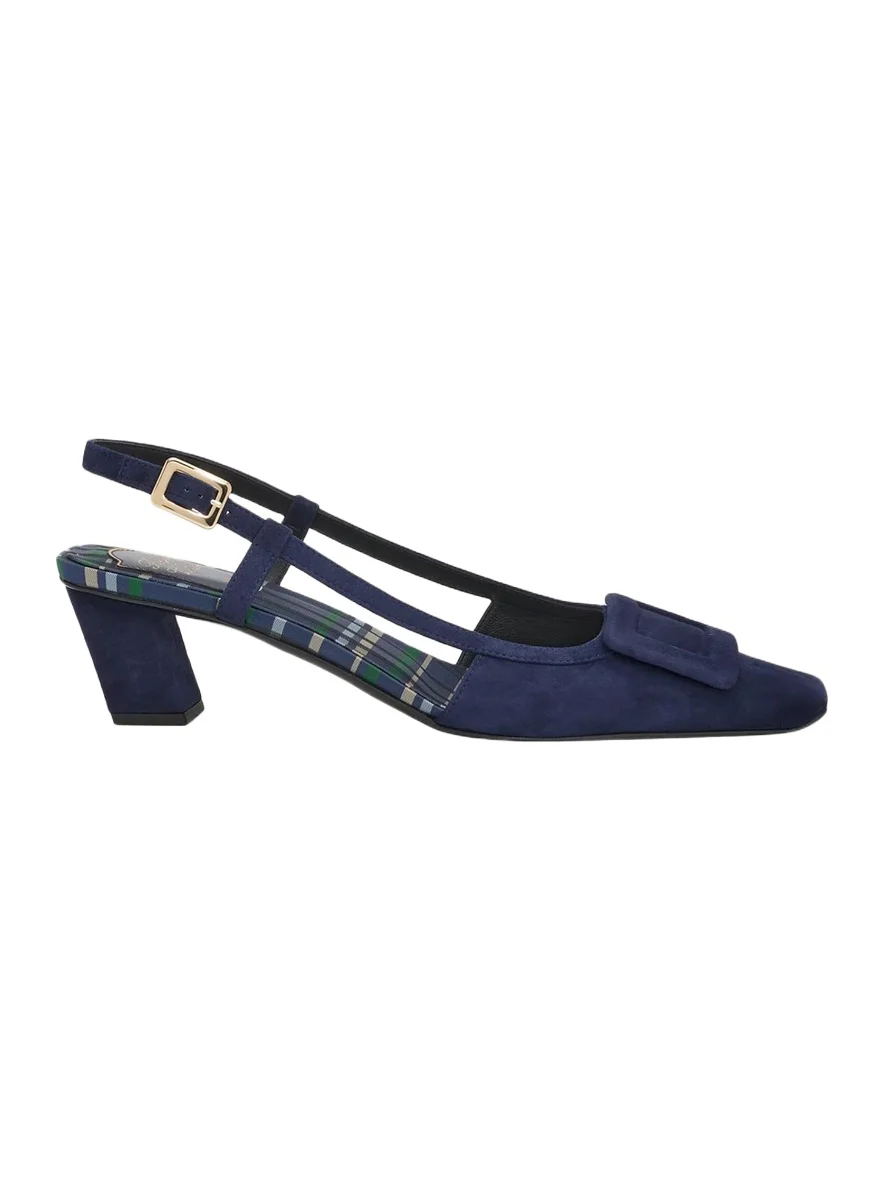 Roger Vivier 45mm Belle Vivier Suede Covered Buckle Slingback Pumps