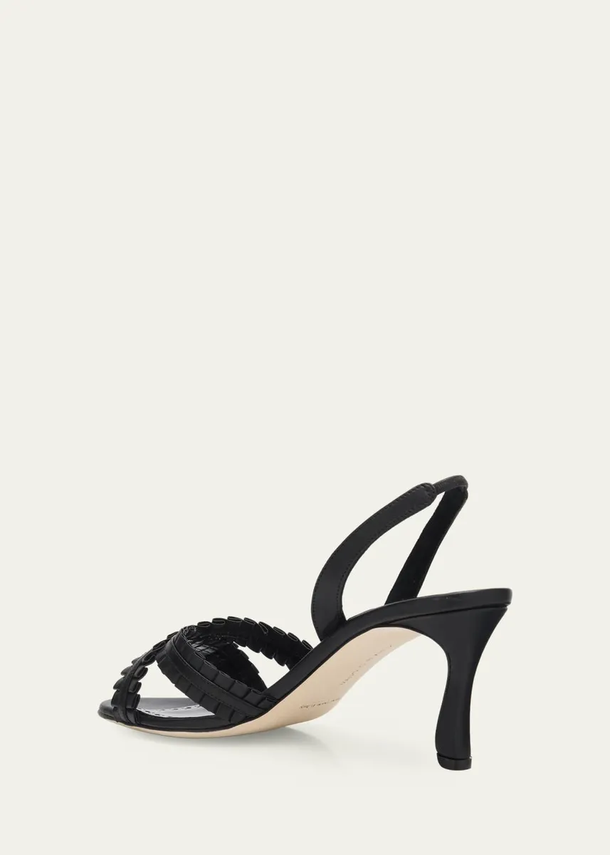 Manolo Blahnik 70mm Volusan Leather Slingback Pumps | Thumbnail 2 Manolo Blahnik 70mm Volusan Leather Slingback Pumps | Thumbnail 2