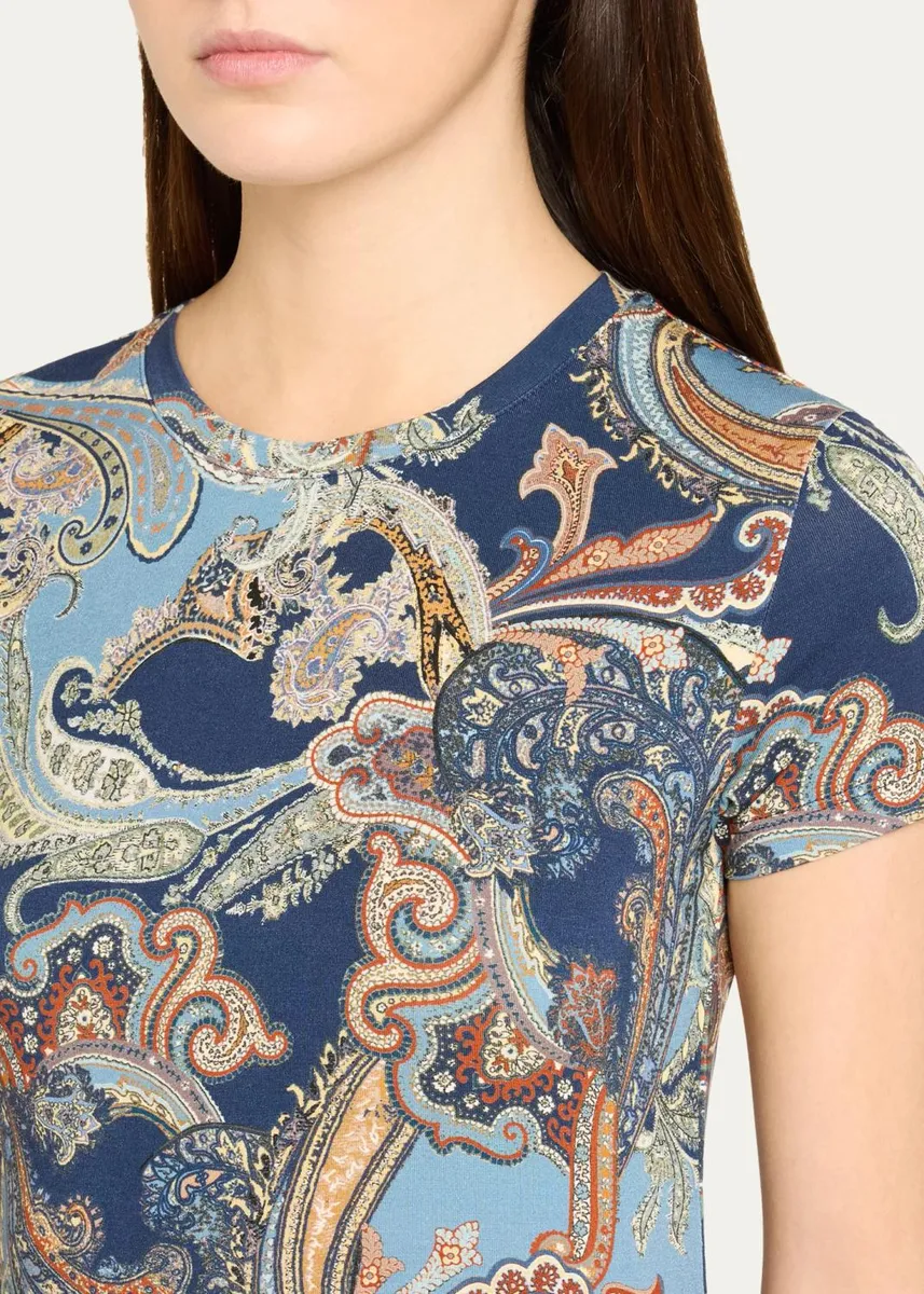 L'Agence Ressi Paisley Short-Sleeve Jersey T-Shirt | Thumbnail 5
