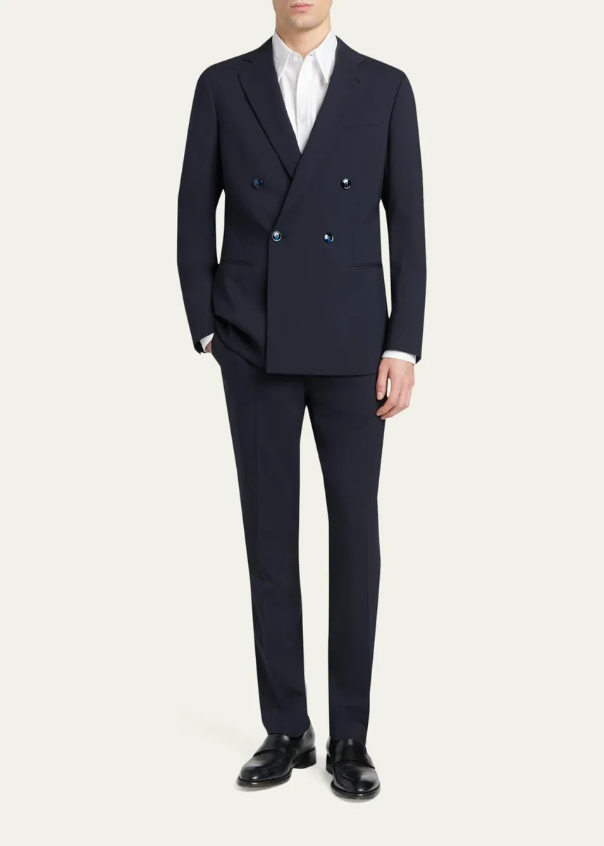 Giorgio Armani Men's Soho-Fit Wool Double-Breasted Sport Coat | Thumbnail 2