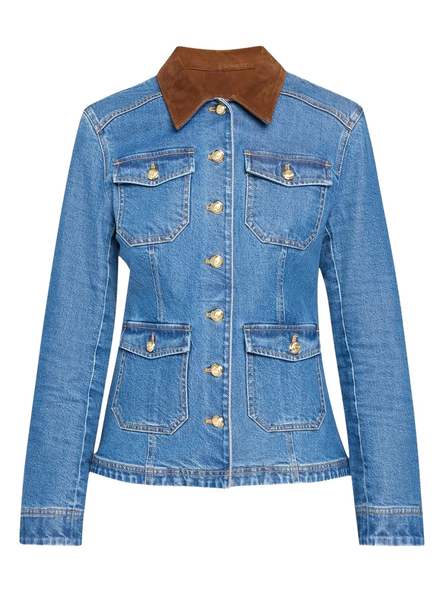 Katniss Suede Collar Denim Jacket