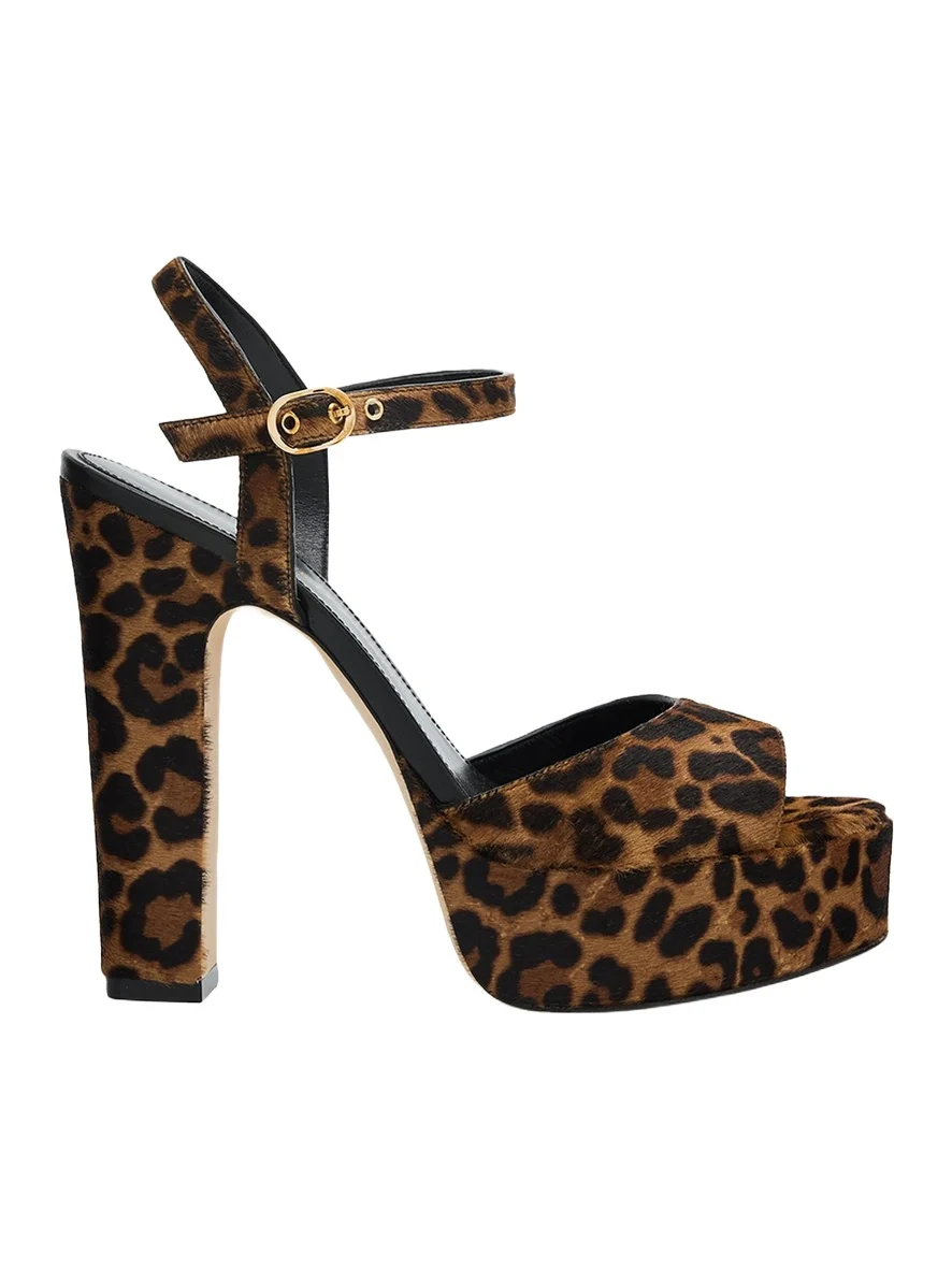 Stuart Weitzman 130mm Reade Leopard-Printed Calf Hair Platform Sandals
