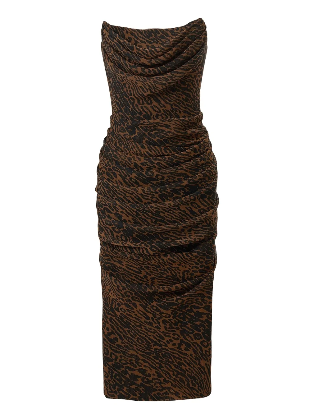 Strapless Leopard Chiffon Knee-Length Dress Strapless Leopard Chiffon Knee-Length Dress