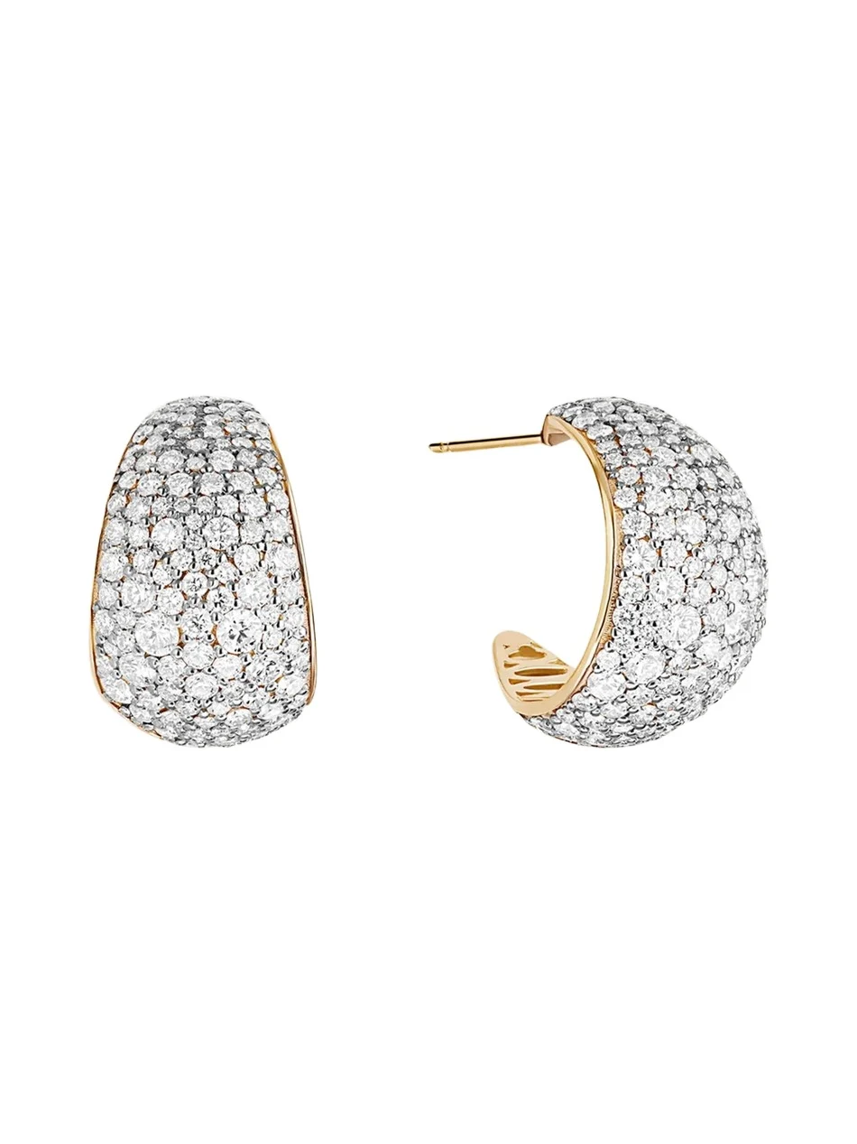 14K Wide Diamond Huggie Earrings