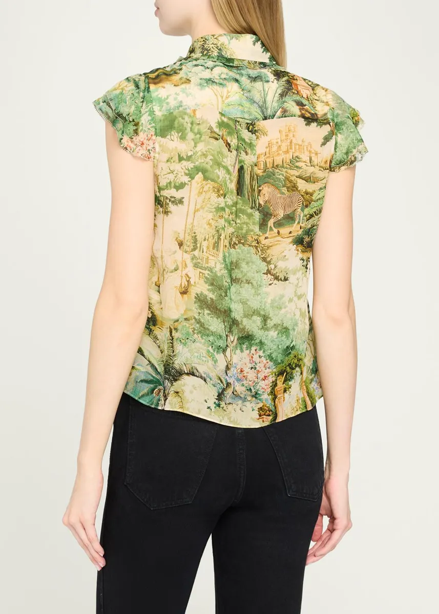Alice + Olivia Martel Flutter-Sleeve Blouse | Thumbnail 3 Alice + Olivia Martel Flutter-Sleeve Blouse | Thumbnail 3