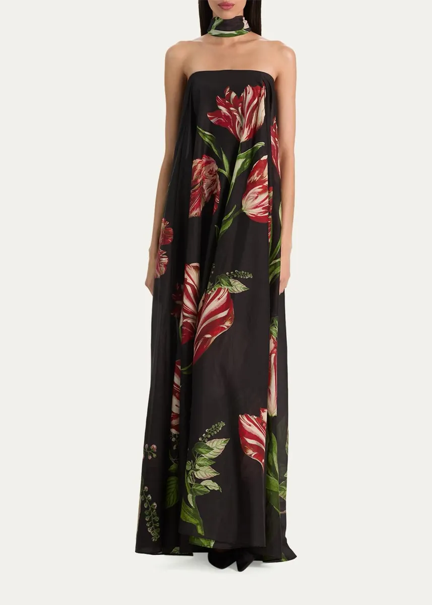 Alice + Olivia Maricela Floral Scarf Maxi Dress | Thumbnail 2