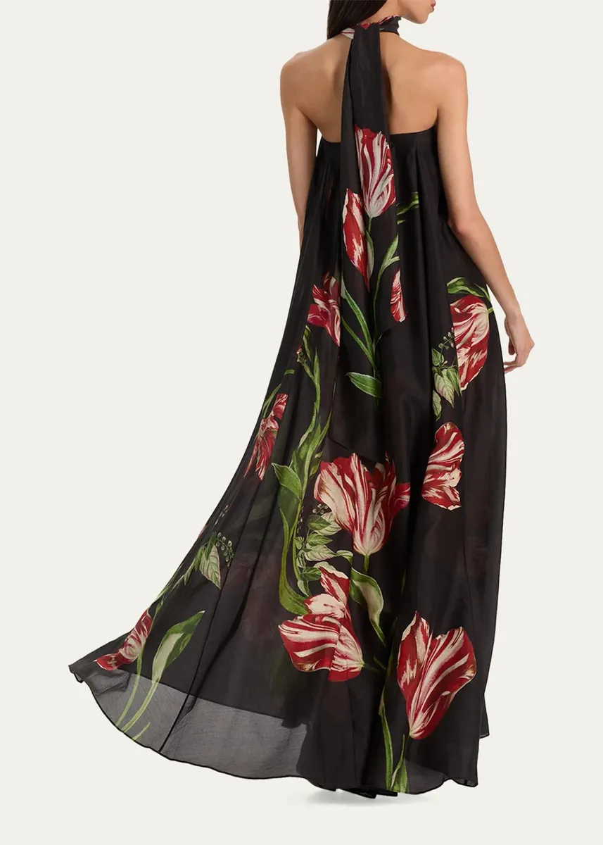 Alice + Olivia Maricela Floral Scarf Maxi Dress | Thumbnail 3