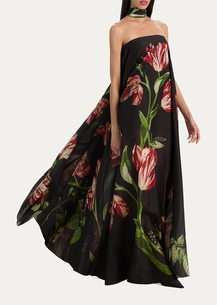 Alice + Olivia Maricela Floral Scarf Maxi Dress | Thumbnail 4