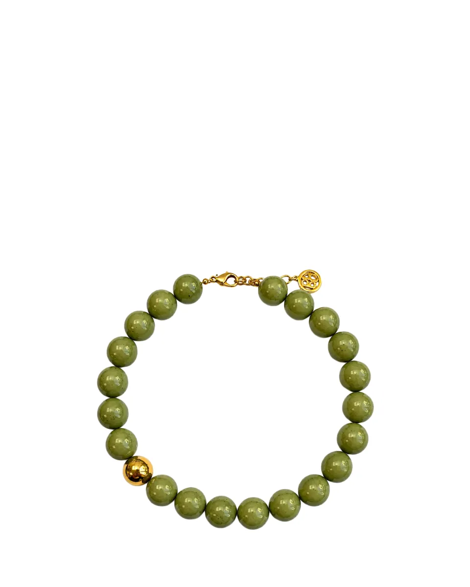 ben-amun Green Jade Resin Bead Necklace | Thumbnail 2