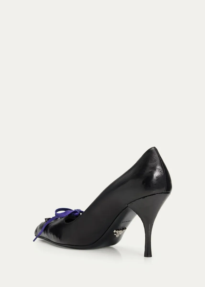 Prada 85mm Burnished Leather Lace-Up Pumps | Thumbnail 4 Prada 85mm Burnished Leather Lace-Up Pumps | Thumbnail 4