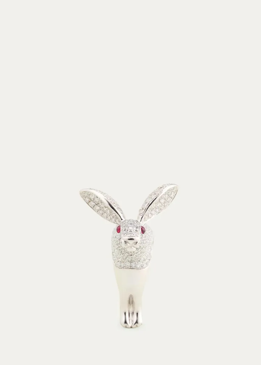 Mio Harutaka 18K White Gold Diamond Bunny Ring with Rubies | Thumbnail 3 Mio Harutaka 18K White Gold Diamond Bunny Ring with Rubies | Thumbnail 3