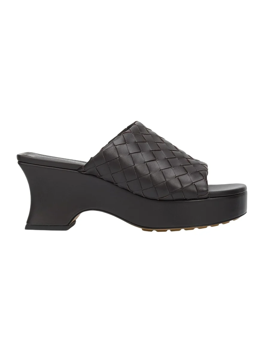 70mm Rosita Intrecciato Leather Wedge Mules 70mm Rosita Intrecciato Leather Wedge Mules