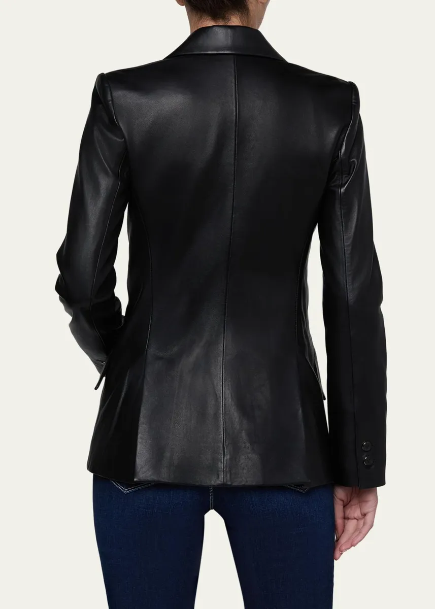 L'Agence Chamberlain Leather Single-Breasted Blazer | Thumbnail 3
