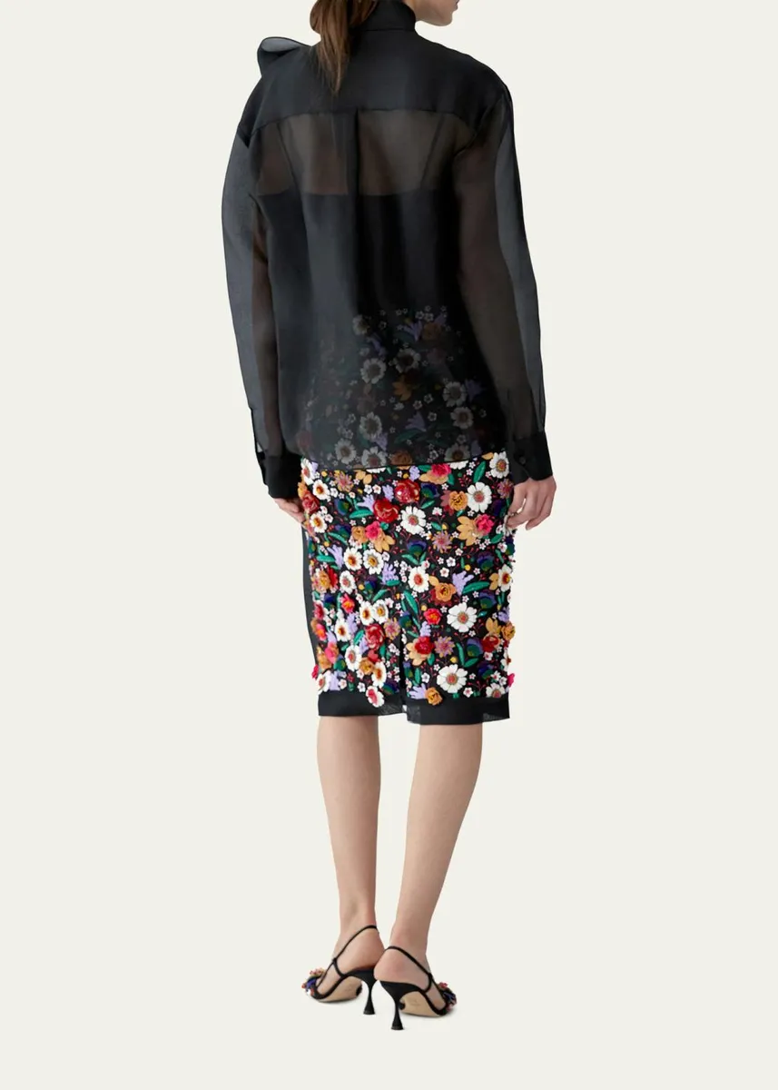 Carolina Herrera Bow Button-Front Silk Shirt | Thumbnail 3