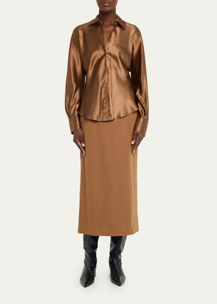 Lafayette 148 New York Dolman-Sleeve Metallic Silk Shirt | Thumbnail 2