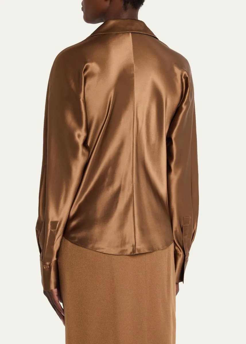 Lafayette 148 New York Dolman-Sleeve Metallic Silk Shirt | Thumbnail 3