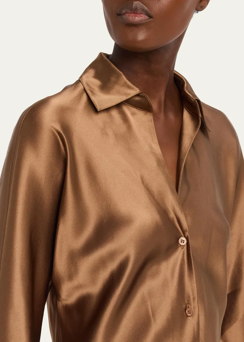 Lafayette 148 New York Dolman-Sleeve Metallic Silk Shirt | Thumbnail 5