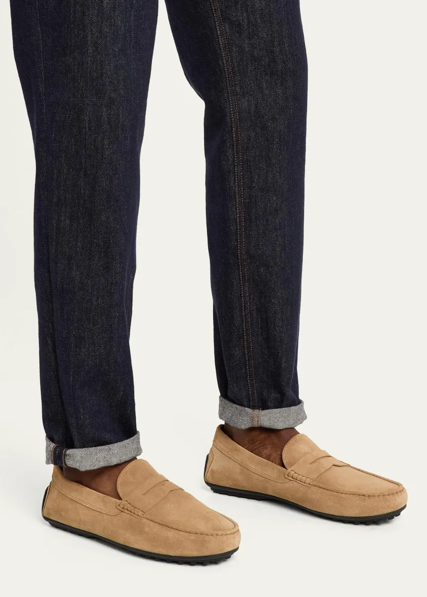 Tod's Men's City Gommino Suede Penny Loafers | Thumbnail 2 Tod's Men's City Gommino Suede Penny Loafers | Thumbnail 2