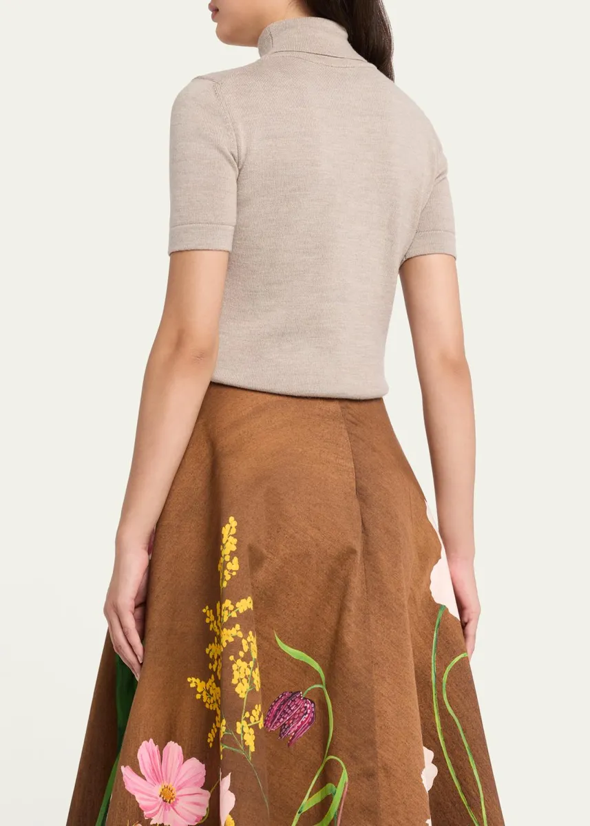 Oscar de la Renta Turtleneck Short-Sleeve Wool Sweater | Thumbnail 3 Oscar de la Renta Turtleneck Short-Sleeve Wool Sweater | Thumbnail 3