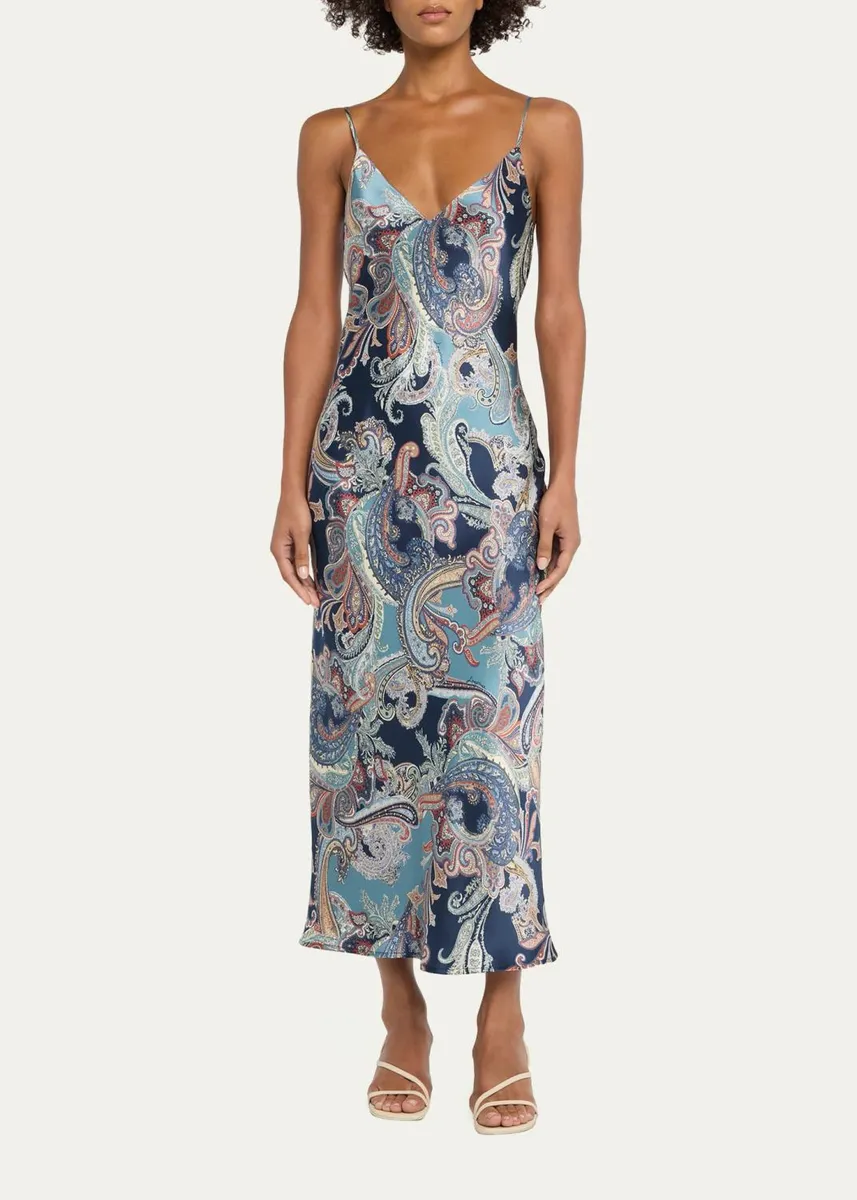 L'Agence Seridie Paisley Mid-Length Slip Dress | Thumbnail 2 L'Agence Seridie Paisley Mid-Length Slip Dress | Thumbnail 2